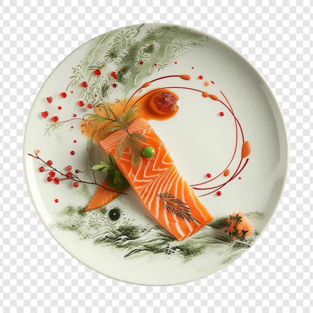 PSD um prato com um peixe e um peixe nele