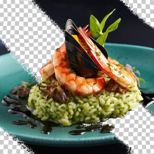 PSD um prato de camarão com camarão e arroz
