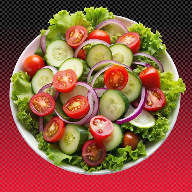 Um prato de salada em fundo transparente