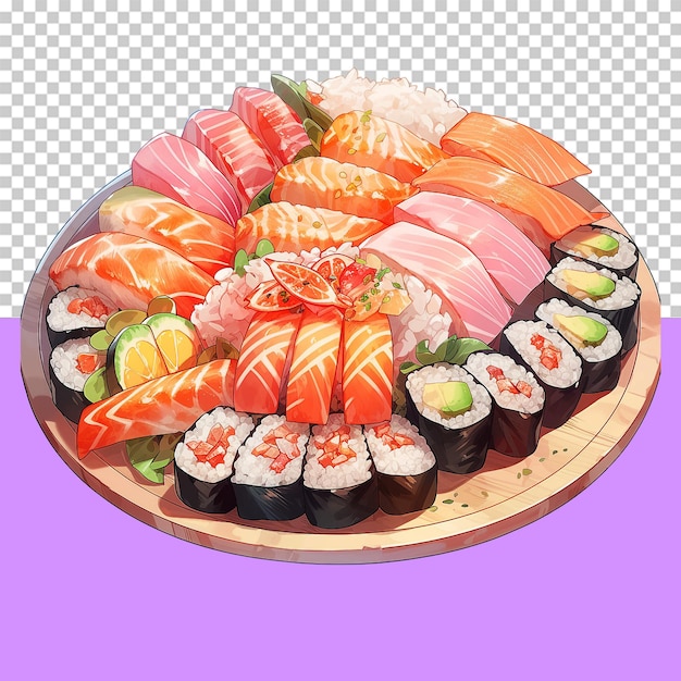 PSD um prato de sushi objeto isolado fundo transparente