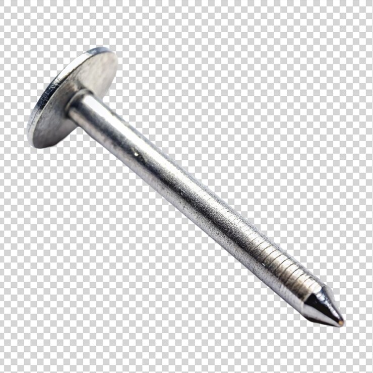 PSD um prego de metal isolado em fundo transparente