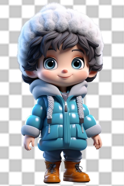 PSD um rapaz bonito em 3d a usar um belo casaco de inverno.