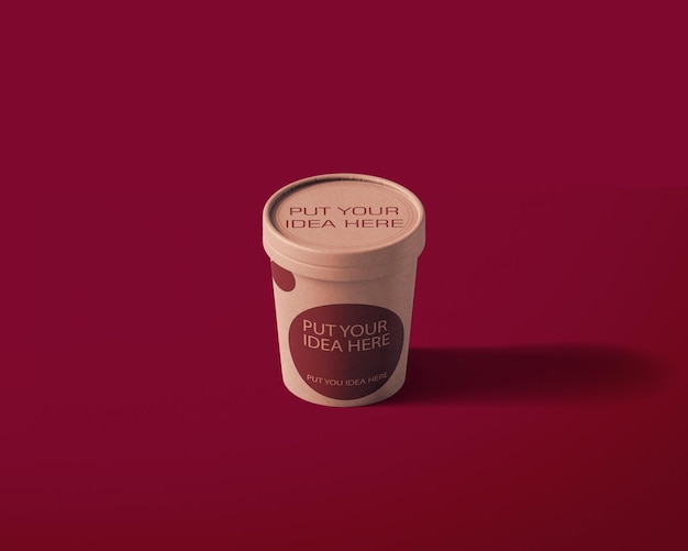 Um recipiente de colocar sua ideia aqui em um fundo vermelho.