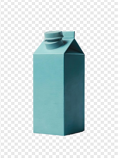 PSD um recipiente de leite azul com uma tampa sobre um fundo transparente