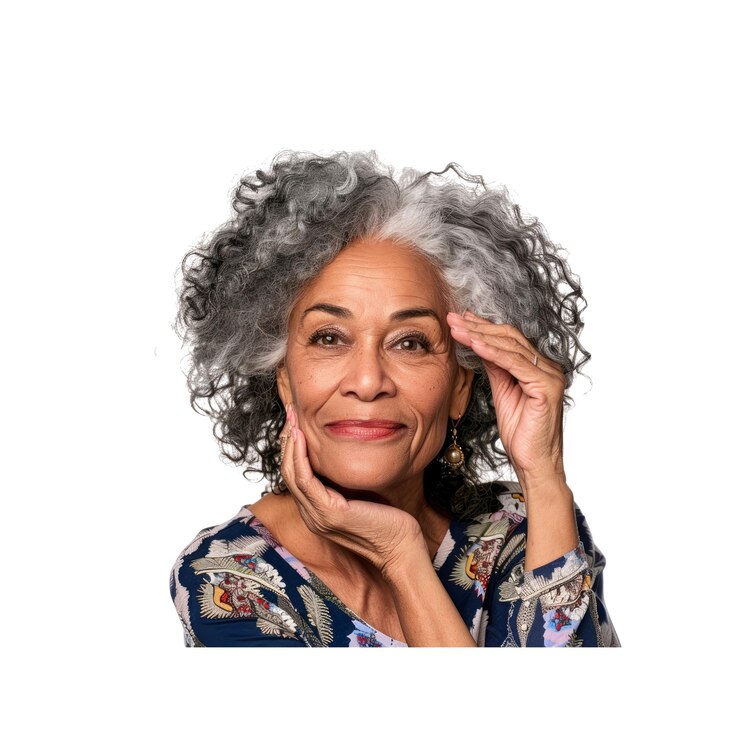 PSD um retrato de uma garota bonita e excitada com uma expressão alegre
