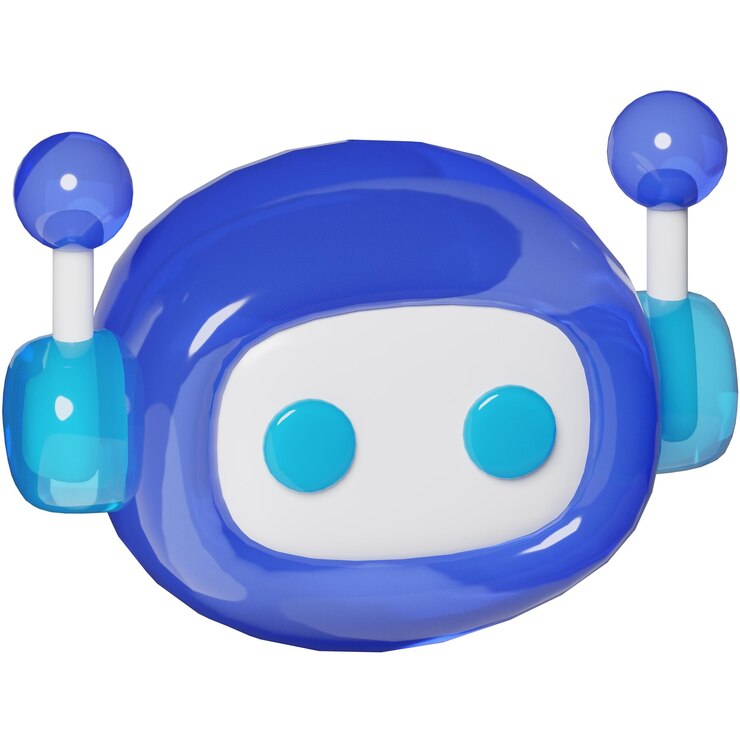 PSD um robô azul com olhos azuis e um nariz azul.