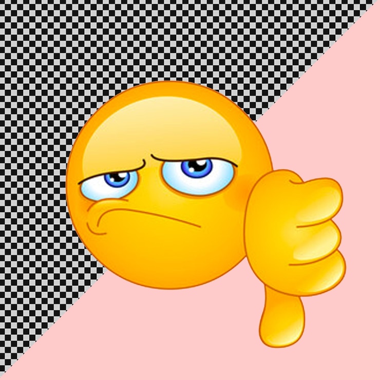 PSD um rosto de desenho animado com um rosto triste apontando para a direita
