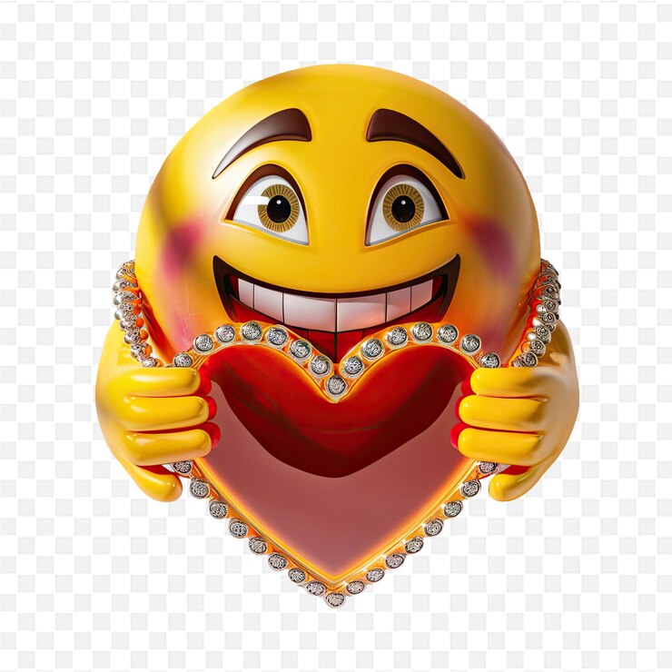PSD um rosto sorridente amarelo com um coração no meio