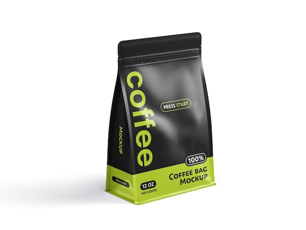 um saco de café que é preto e verde