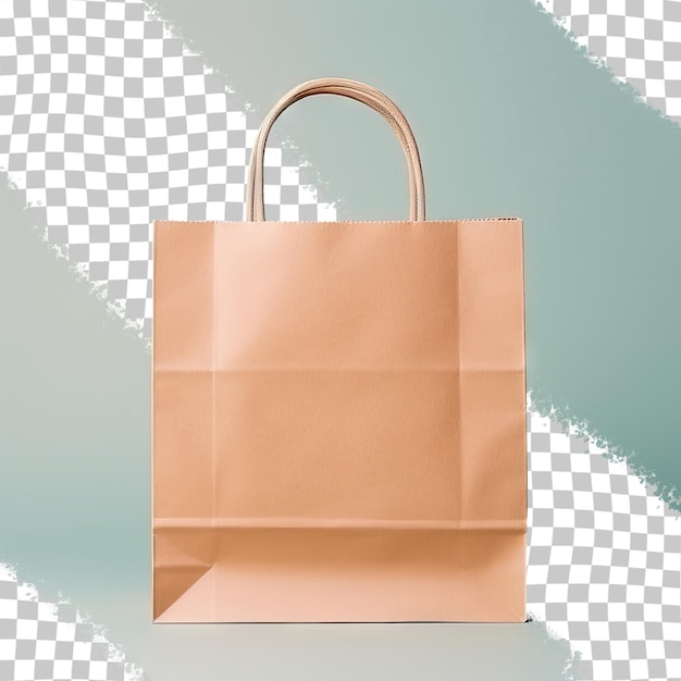 Um saco de papel marrom com uma alça que diz “compras”.