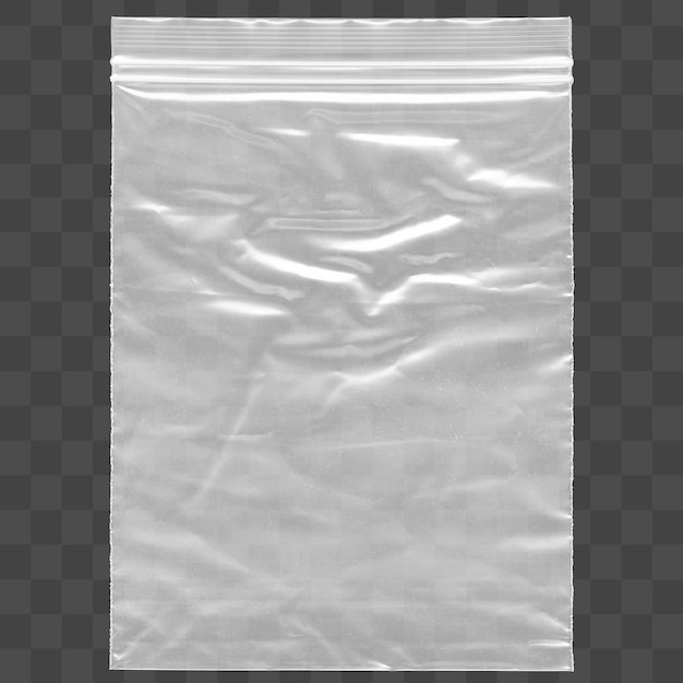 Um saco de polietileno transparente isolado em um fundo transparente