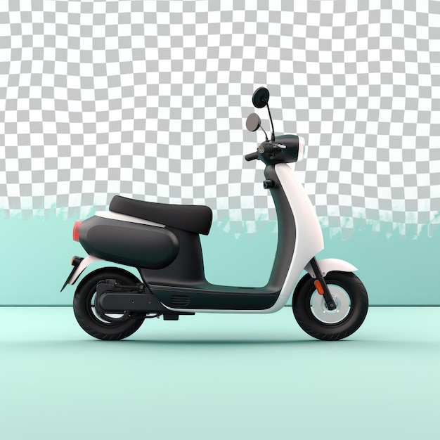 PSD um scooter preto e branco rolante com design automotivo em um transparente