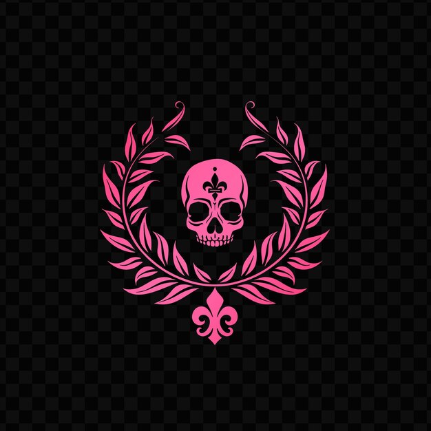 PSD um símbolo de um crânio e uma fita rosa com um crâneo no centro