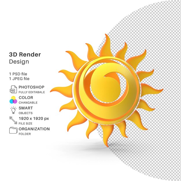 PSD um símbolo do sol para imagens 3d e digitais.