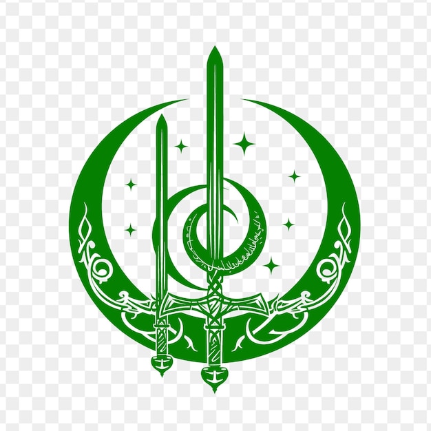 Um símbolo verde e branco de uma espada com a palavra citação sobre ele