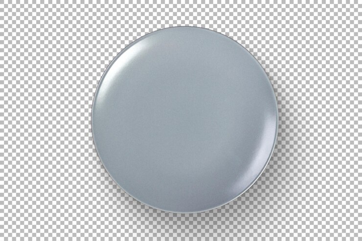 PSD um simples prato redondo cinza em fundo branco adequado para servir comida