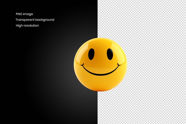 PSD um simples rosto sorridente amarelo com um grande fundo de sorriso removido