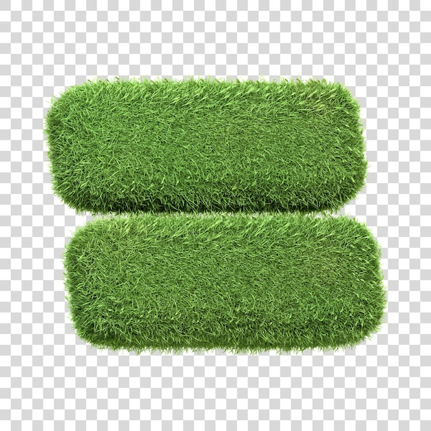 Um sinal de igualdade simbolizando o equilíbrio criado a partir de grama verde vibrante isolada em um fundo branco