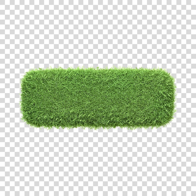 Um sinal de menos ou hífen composto de grama verde exuberante isolada em um fundo branco renderização 3D
