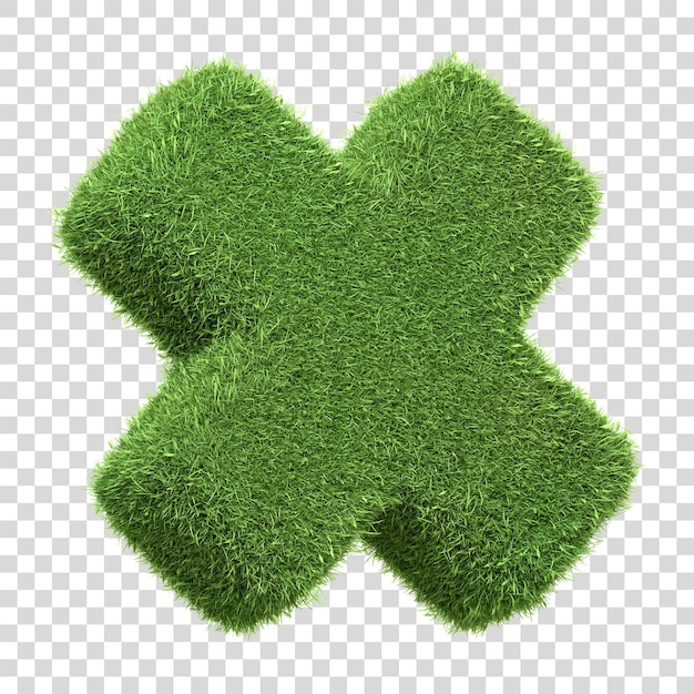 PSD um sinal de multiplicação com textura de grama verde isolado em um fundo branco ilustração de renderização 3d