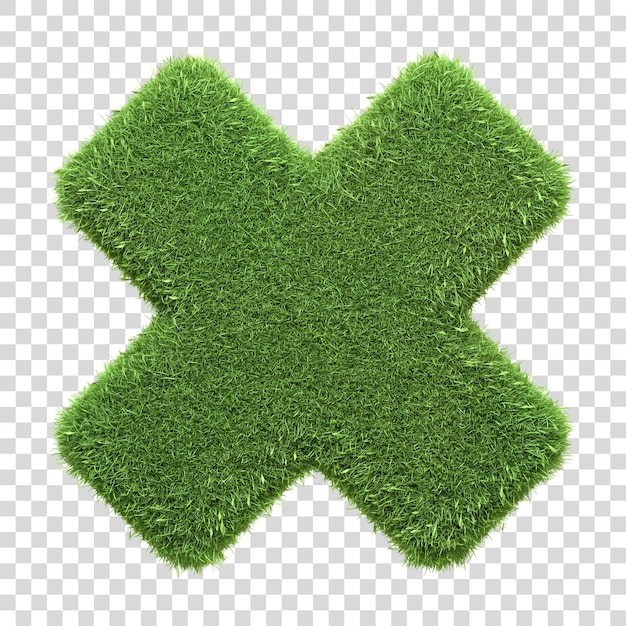 PSD um sinal de multiplicação com textura de grama verde isolado em um fundo branco ilustração de renderização 3d