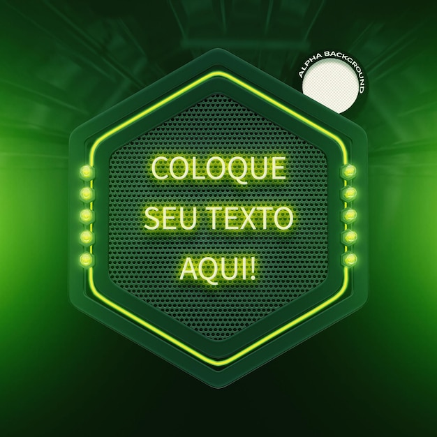 PSD um sinal de néon que diz colque se text teque.