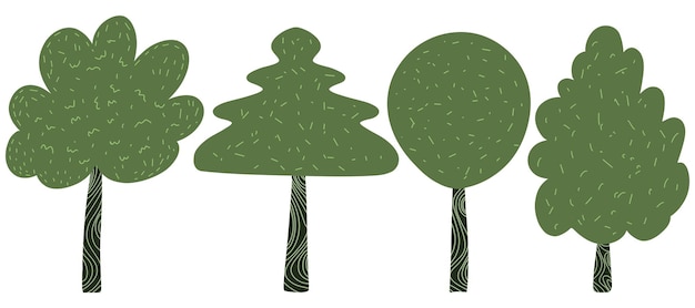 um sinal verde com árvores e um sinal verde que diz árvores