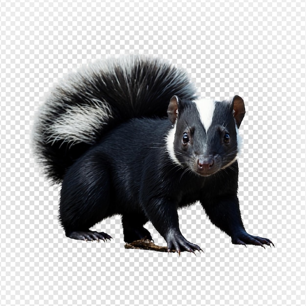 PSD um skunk listrado preto e branco isolado em fundo transparente png generative ai