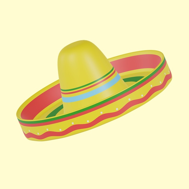 Um sombrero amarelo com uma borda verde e uma faixa amarela no topo