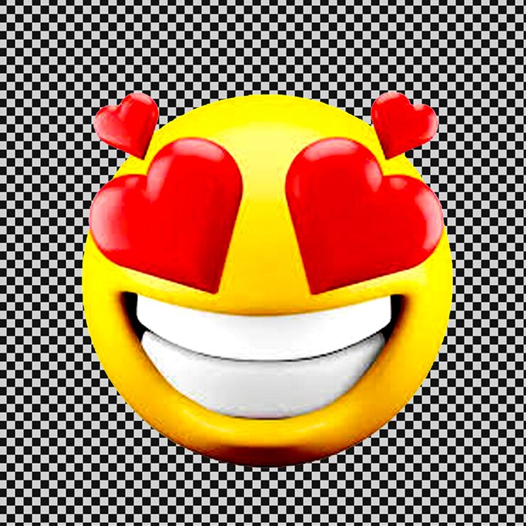 PSD um sorriso com corações vermelhos e um sorriso amarelo