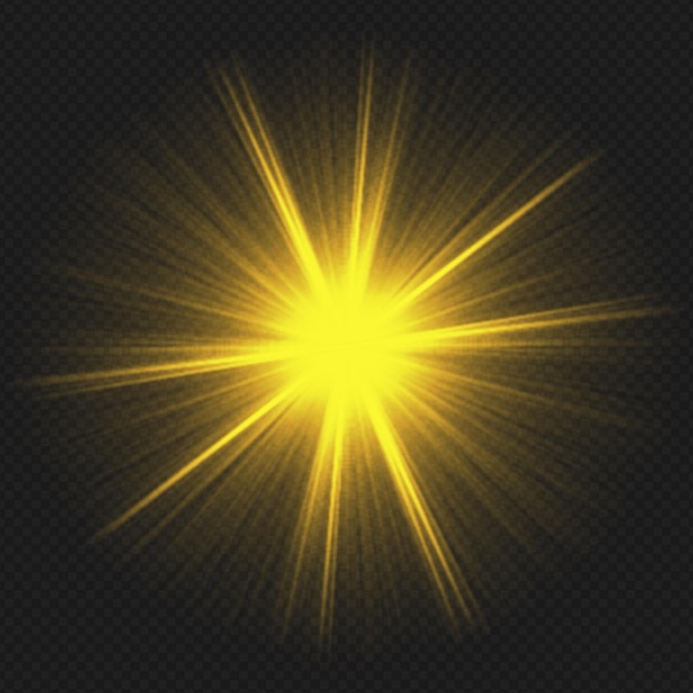 Um sunburst com raios amarelos isolados em fundo transparente