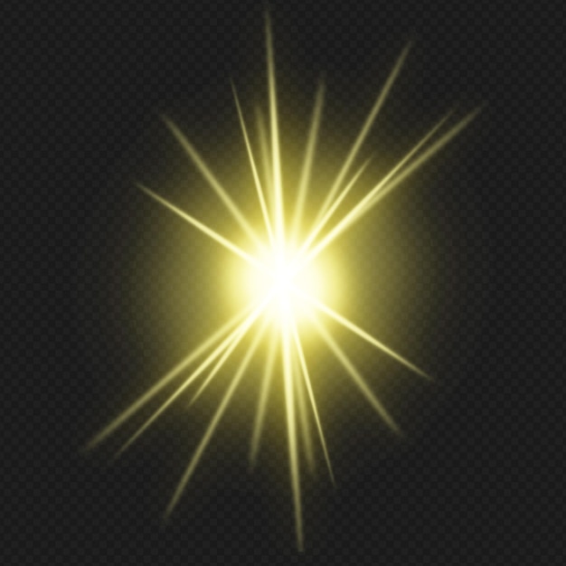 Um sunburst com raios amarelos isolados em fundo transparente