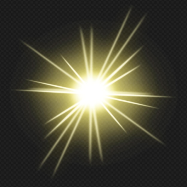 Um sunburst com raios amarelos isolados em fundo transparente