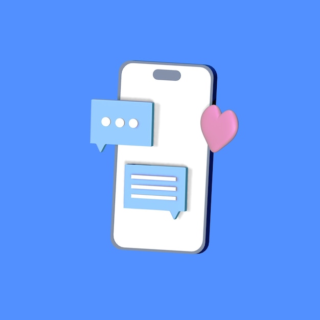 um telefone branco com um coração na parte de trás e um fundo azul