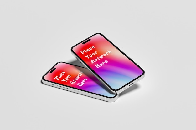um telefone com um design de maquete de tela colorido arco-íris