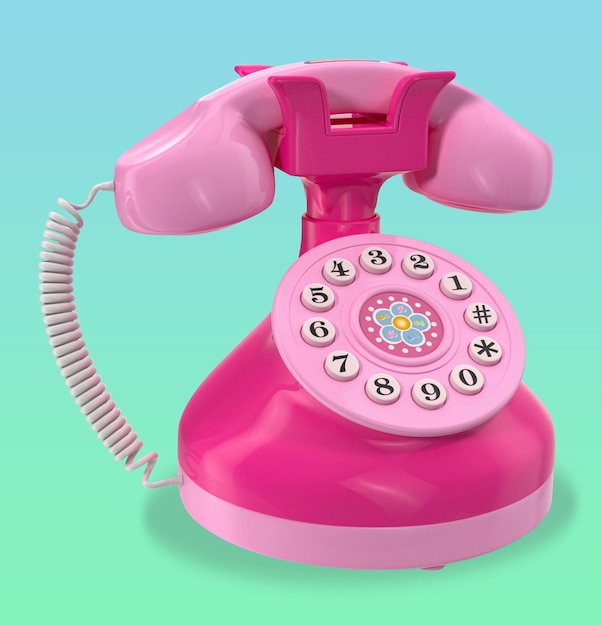 PSD um telefone rosa com os números 6 e 9 nos mostradores.