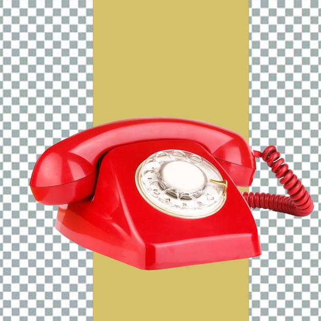 Um telefone vermelho com um fundo dourado e um telefone vermelho à direita