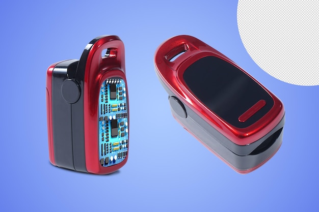 Um telefone vermelho e preto com uma tela azul que diz 'the phone is a flip phone'