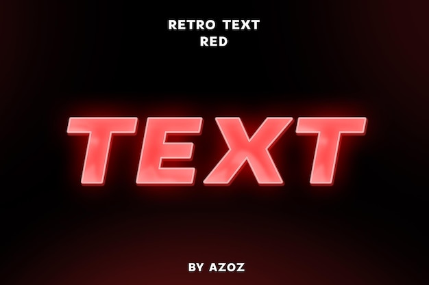 Um texto neon vermelho com as letras "texto retrô vermelho".