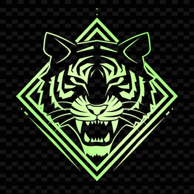 PSD um tigre verde com um fundo verde que diz tigre nele