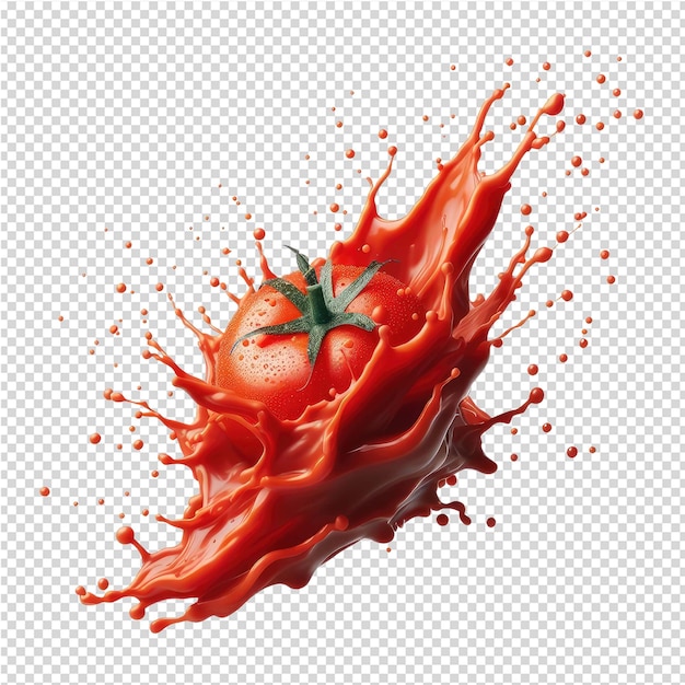 PSD um tomate é desenhado em sumo vermelho e laranja