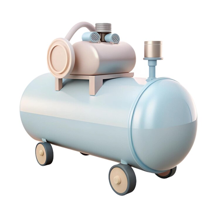 PSD um trem de brinquedo com rodas e um tanque com fundo branco