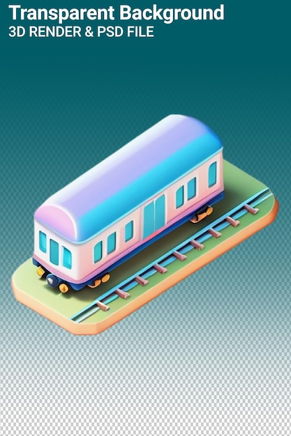 PSD um trem de brinquedo com uma cor azul e rosa na frente