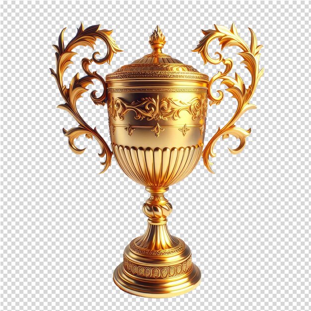 PSD um troféu de ouro com um padrão de um desenho nele