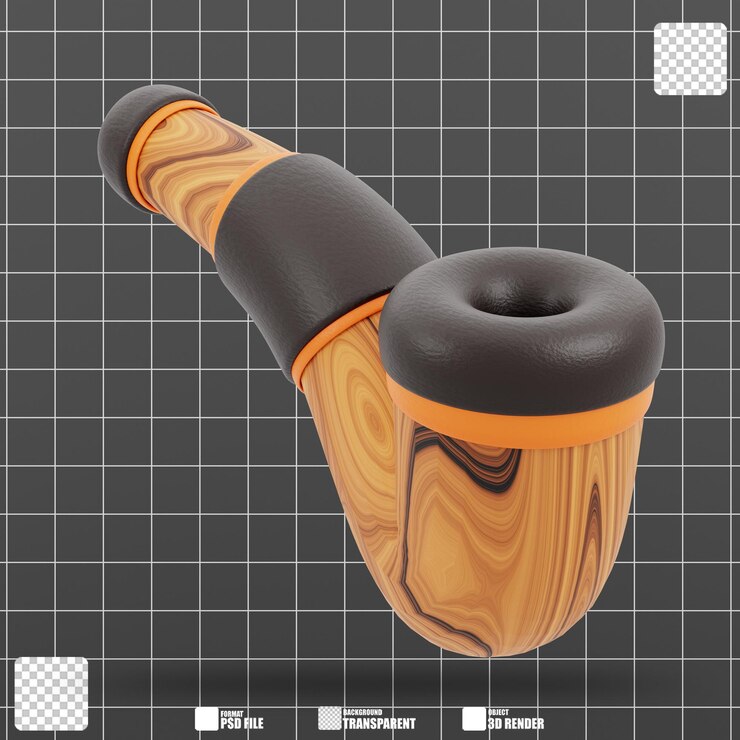 PSD um tubo preto e castanho com uma faixa preta ao redor da parte inferior