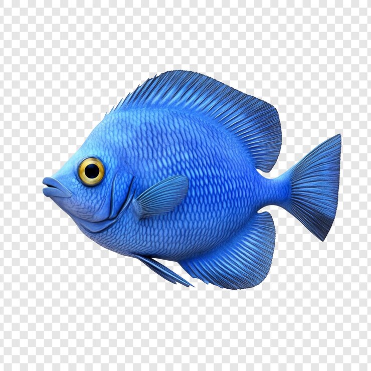 PSD um único peixe azul isolado