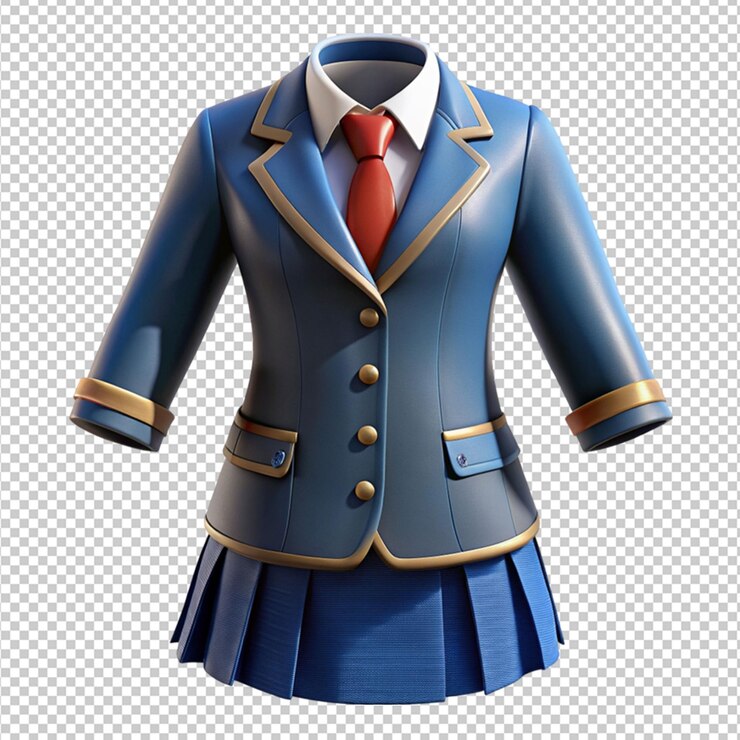 PSD um uniforme escolar com uma gravata em um fundo transparente
