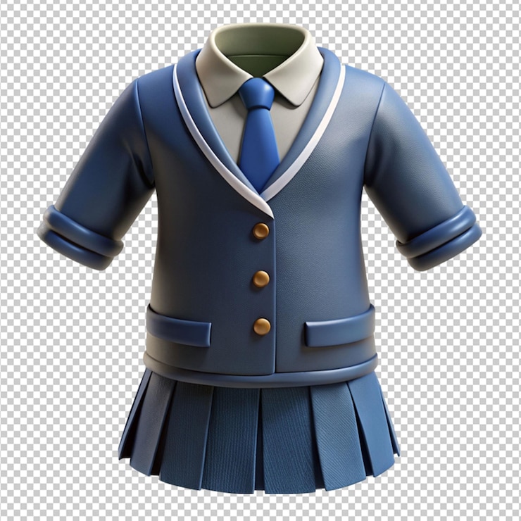 PSD um uniforme escolar com uma gravata em um fundo transparente