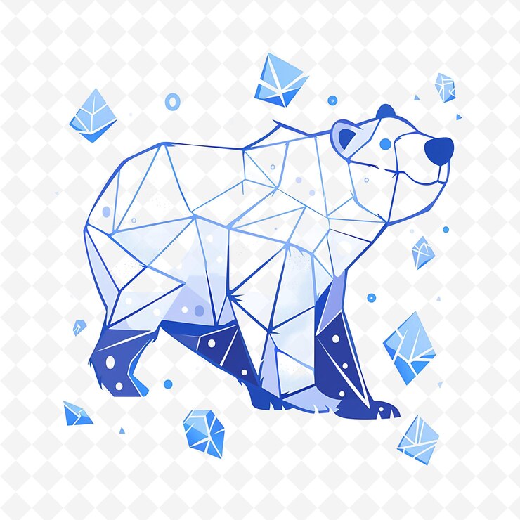 PSD um urso com um nariz azul é desenhado em um fundo branco