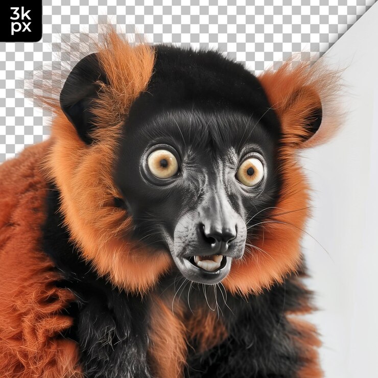 PSD um urso com um rosto preto e olhos amarelos